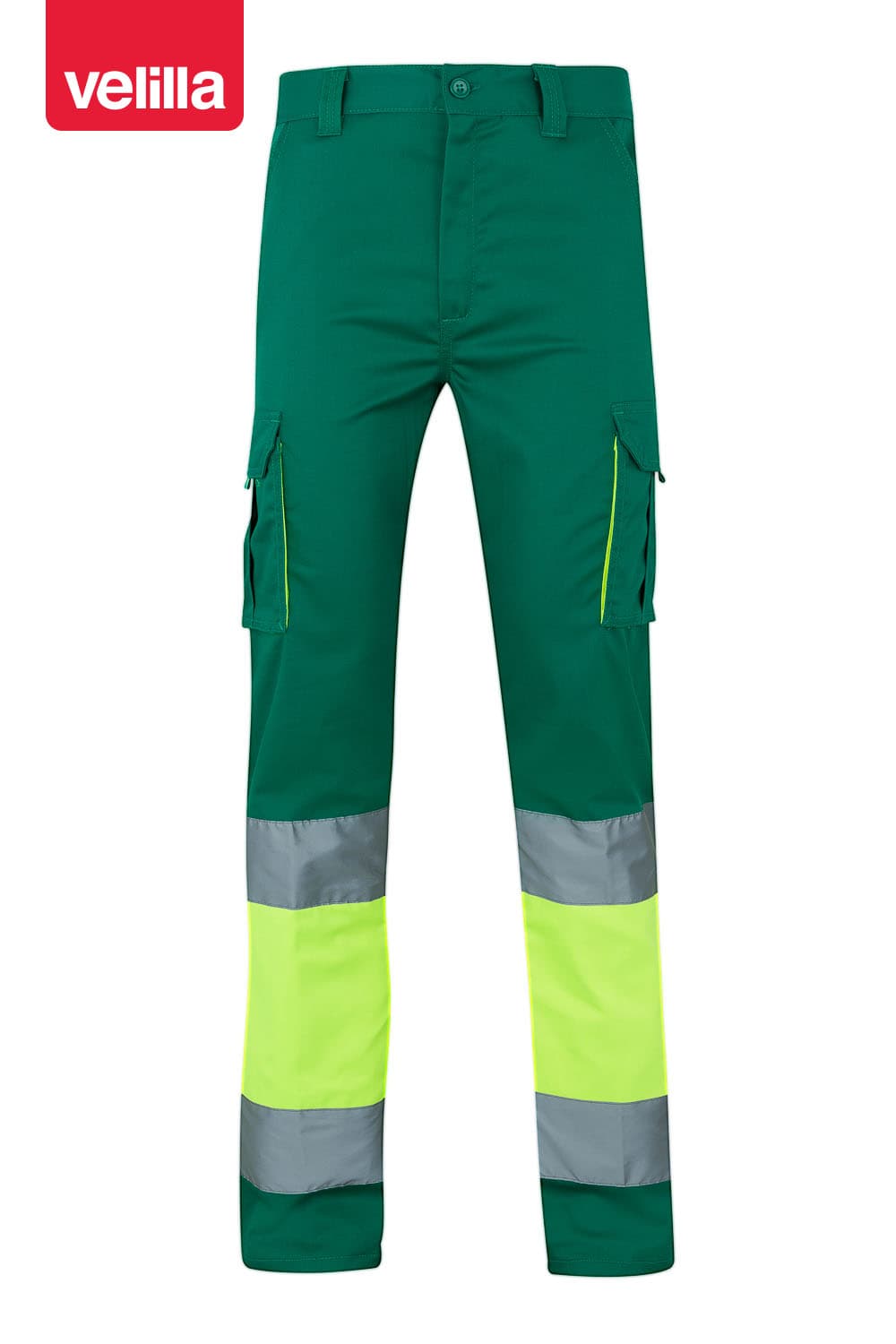 Pantalón stretch bicolor multibolsillos