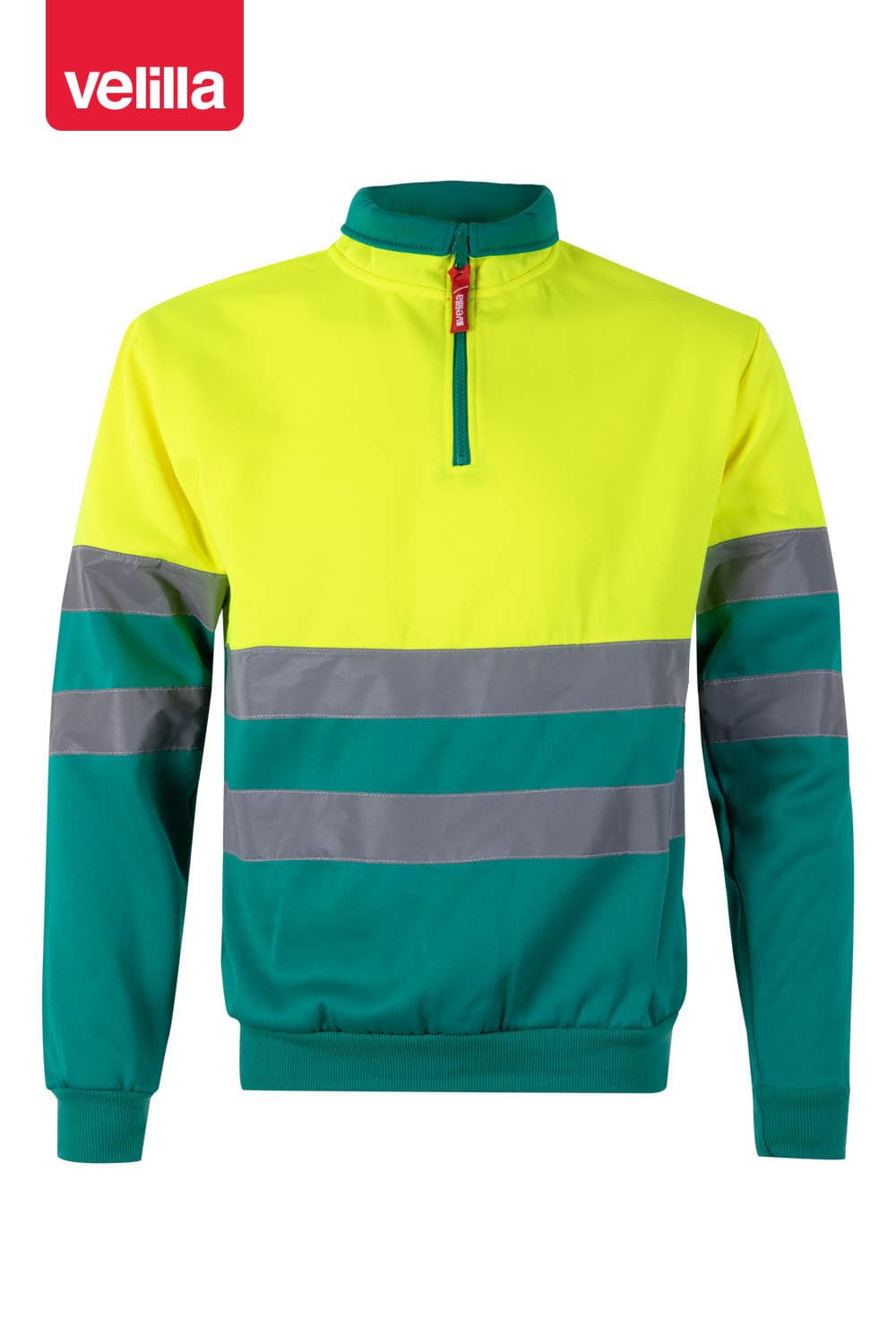Sudadera bicolor con media cremallera