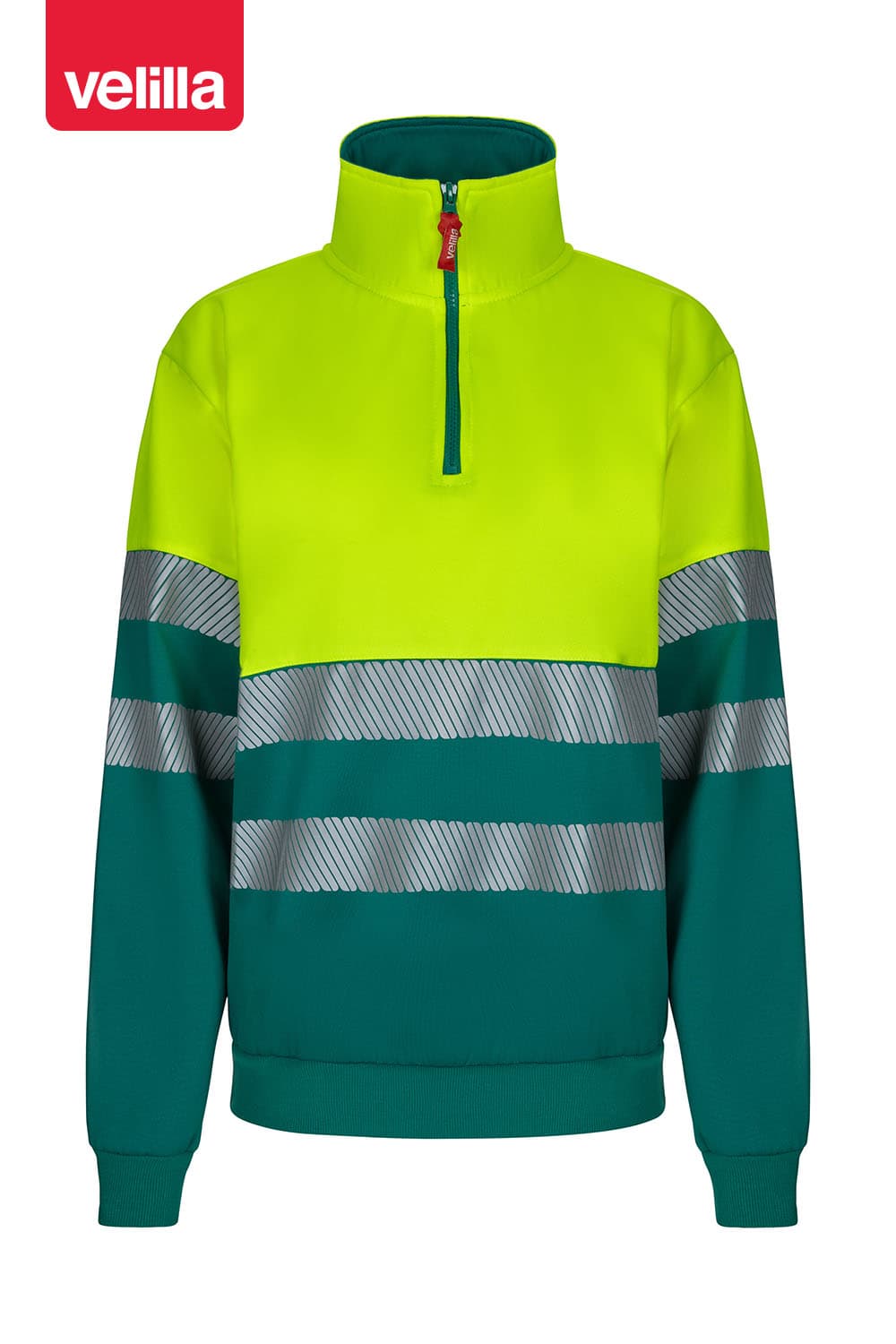 Sudadera bicolor con media cremallera cinta segmentada