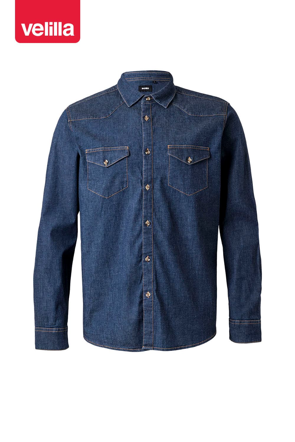 Camisa denim stretch manga larga hombre