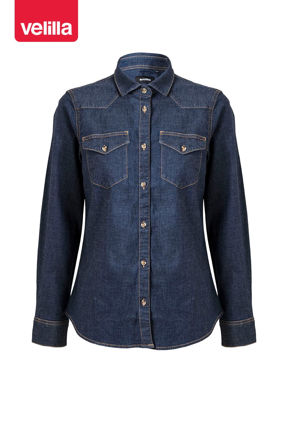 Camisa denim stretch manga larga mujer
