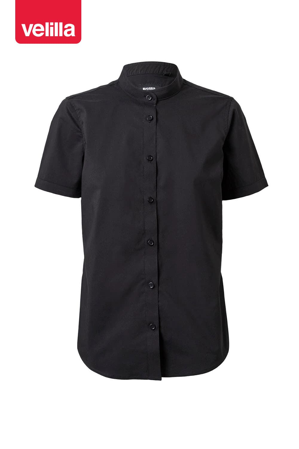 Camisa cuello tirilla stretch manga corta mujer