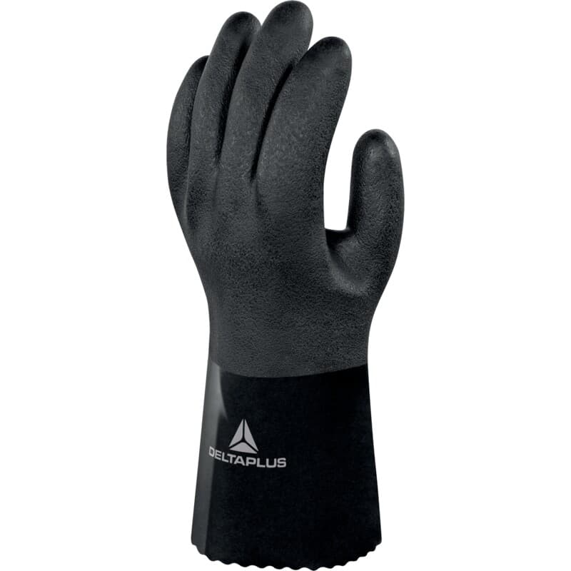 Guantes químicos con propiedades electrostáticas que ofrecen un buen agarre de los objetos manipulados y una resistencia prolongada a los hidrocarburos