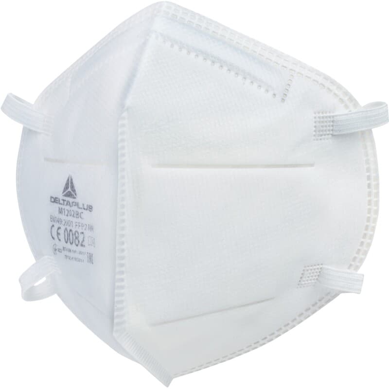 Mascarilla respiratoria desechable P2 sin válvula, plegable verticalmente, equipada con espuma cómoda interior