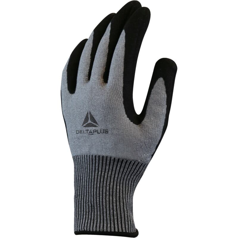 Guantes anticorte nivel F, ideal para entornos aceitosos o acuosos, con buen agarre gracias a su recubrimiento de nitrilo granulado