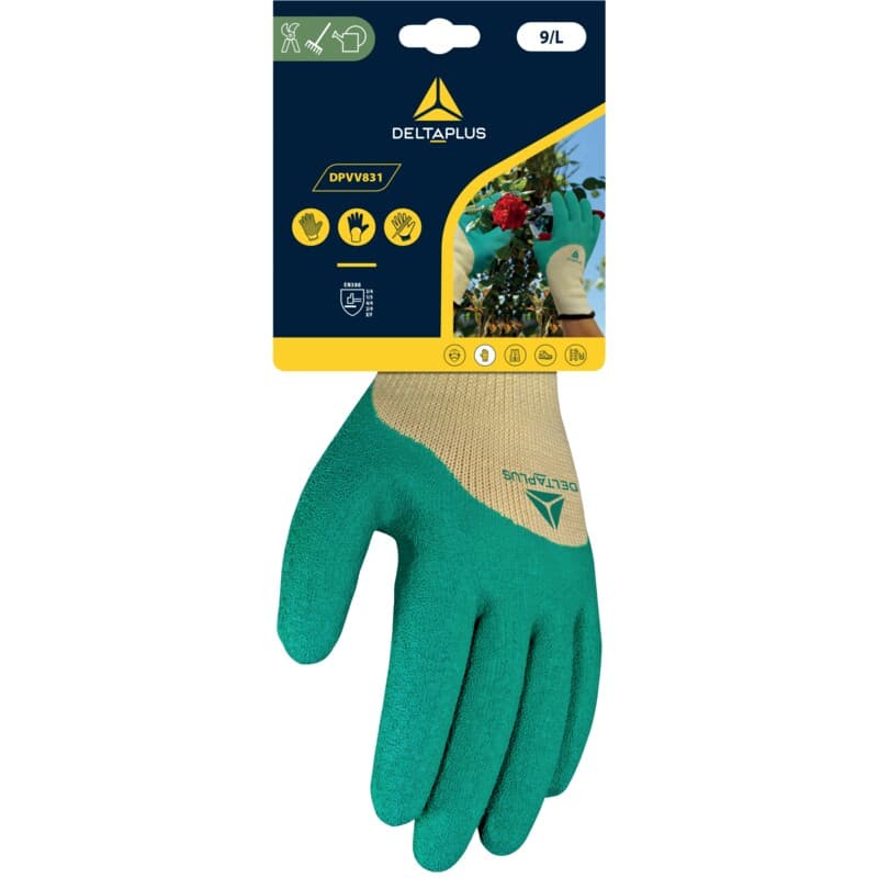 Guante mecánico, impermeable hasta la mitad del dorso, con muy buen agarre gracias a su revestimiento crepé, ideal en entornos secos y húmedos