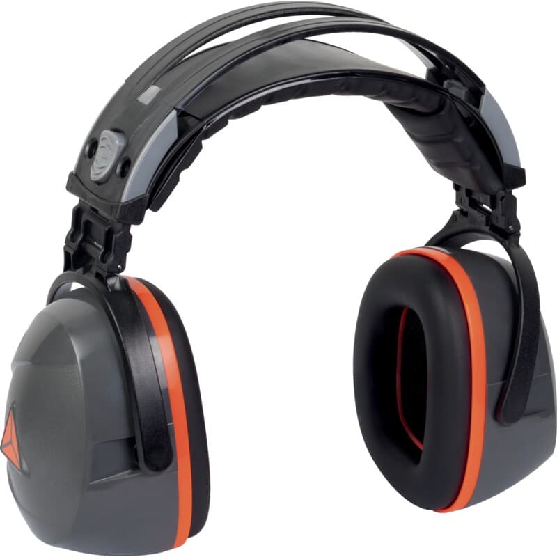 Cascos antirruido con doble diadema de plástico para mayor comodidad y ajustabilidad, plegables para que ocupen menos