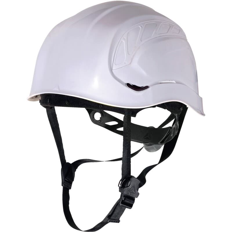 Casco de obra de ABS para trabajos en altura con aislamiento eléctrico equipado con barboquejo de 3 puntos
