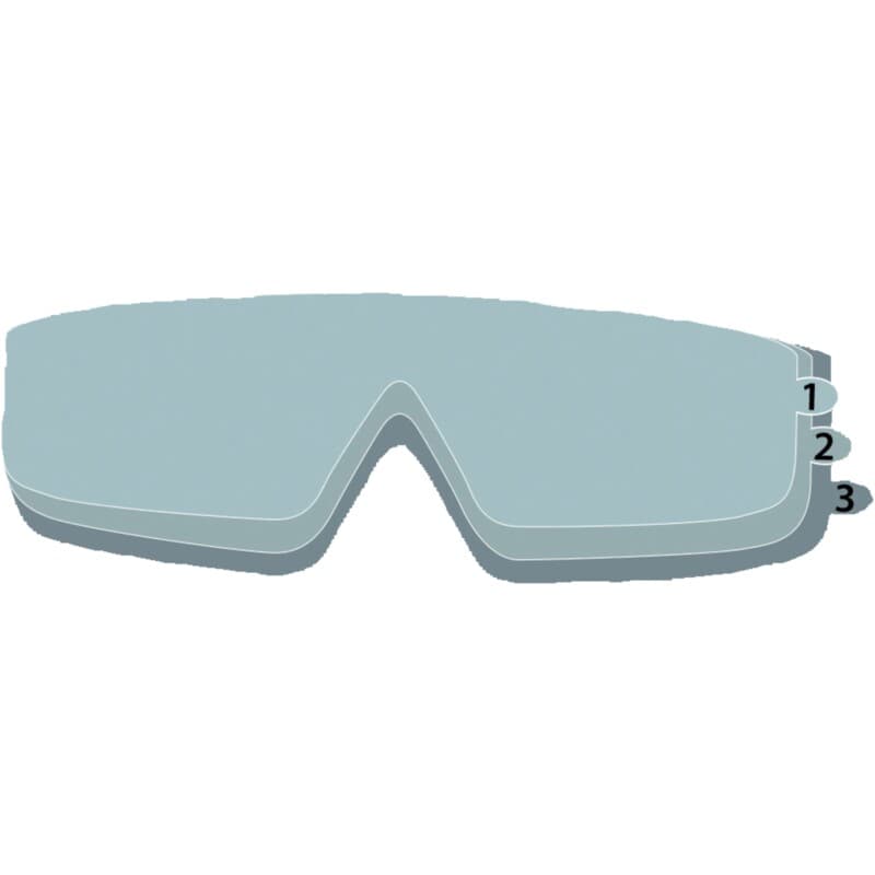 Caja de 10 conjuntos de films de protección para proteger los oculares de las gafas panorámicas. Cada conjunto está compuesto por 3 capas superpuestas para usar una tras otra