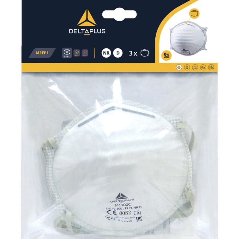 Mascarilla respiratoria desechable P1 sin válvula, bolsa de 3