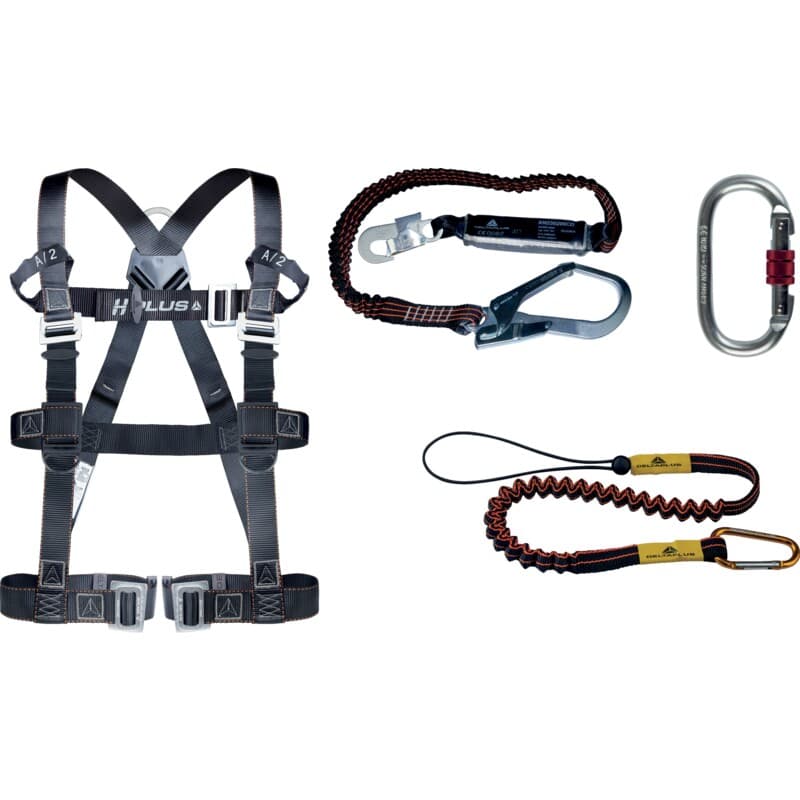 Kit anticaídas de confort con arnés ergonómico y eslinga elástica de absorción de energía para una mayor flexibilidad